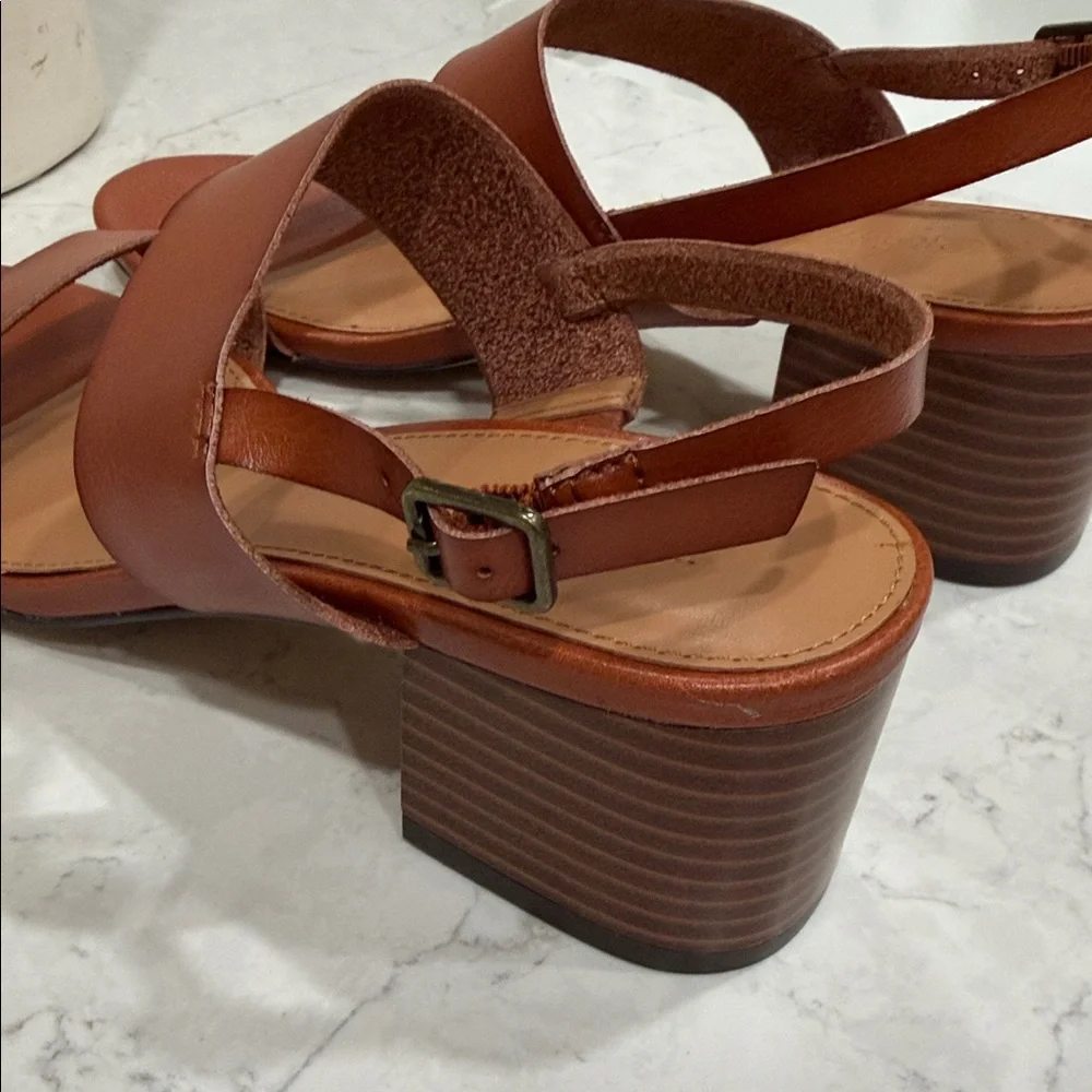 JCrew  Tan Leather Double-Strap Sandals size 9 - Picture 4 of 6